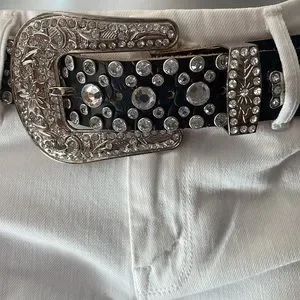 Bhw | Accessories | Bhw Black Leather With Rhinestones 